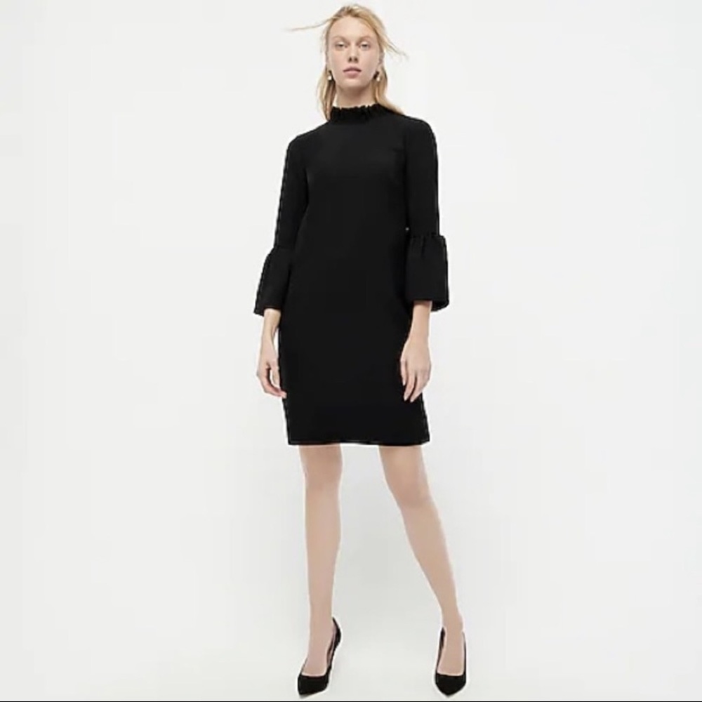 J. Crew 365 Crepe Ruffle Neck Shift Dress 22 Black